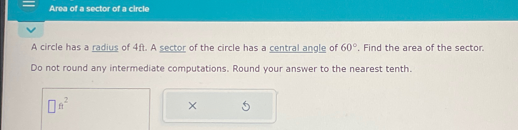 area of sector of circle without angle