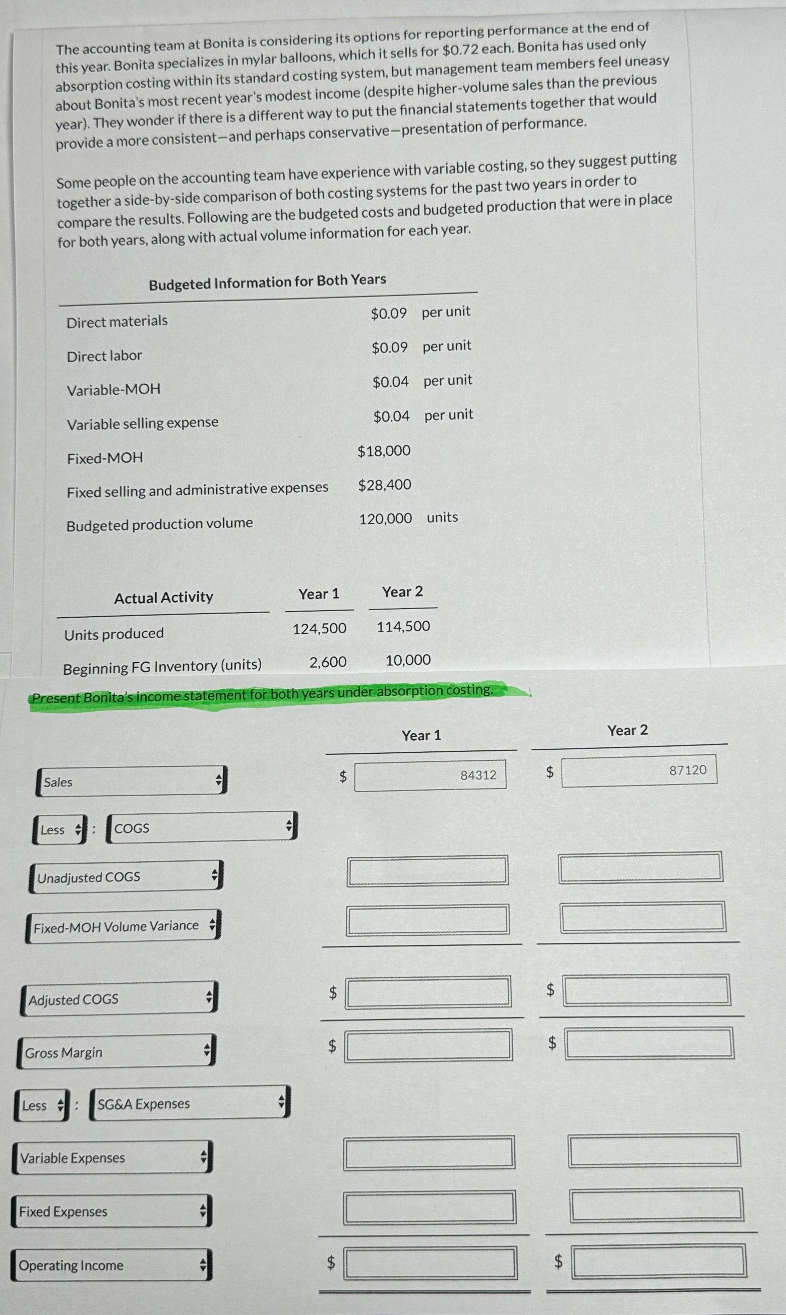 Solved The accounting team at Bonita is considering its | Chegg.com