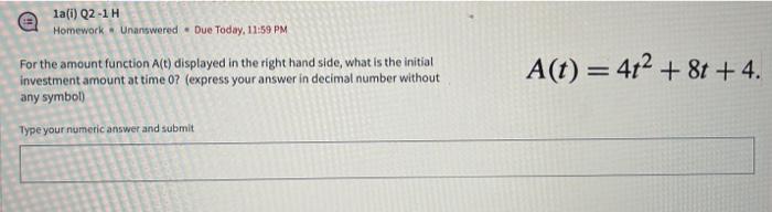 Solved For the amount function A(t) displayed in the right | Chegg.com