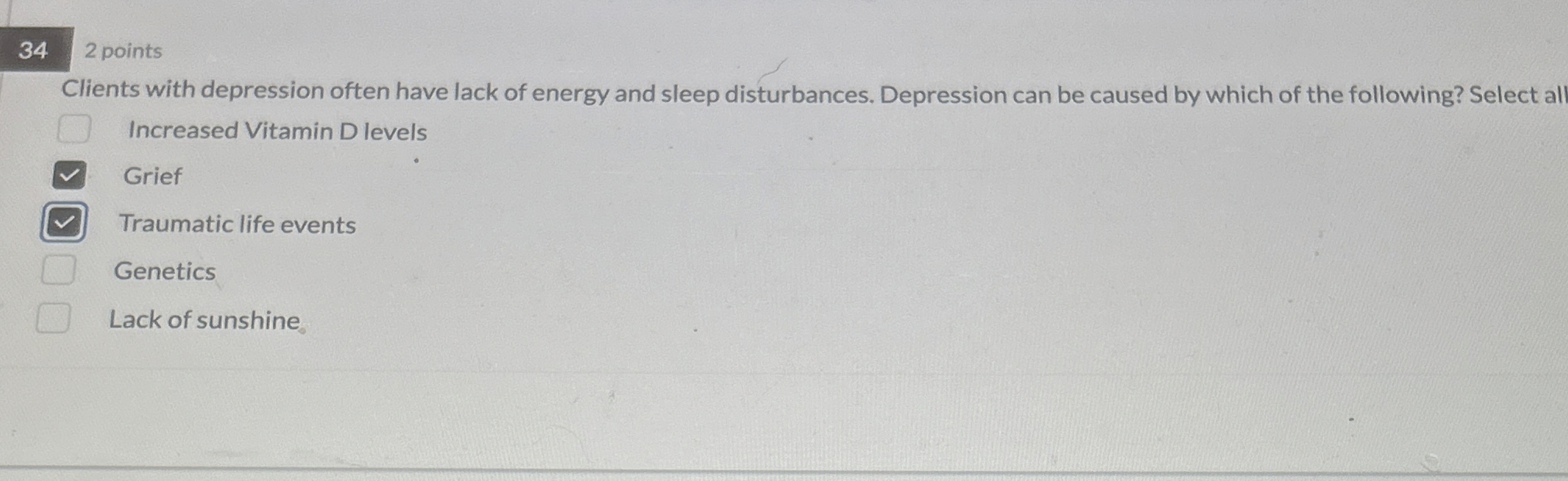 Solved 34 2 ﻿pointsClients with depression often have lack