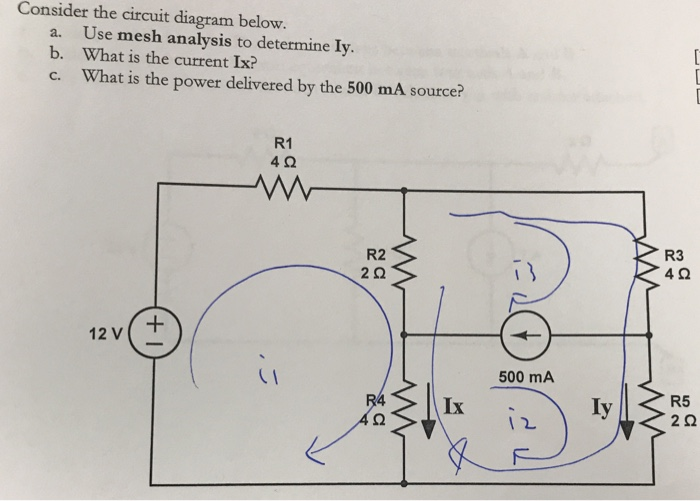 Solved Consider the circuit diagram below. a. Use mesh | Chegg.com