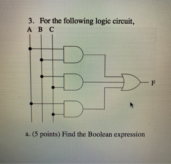 Solved 3. For The Following Logic Circuit, A B C F A. (5 | Chegg.com