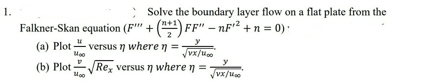 Solved 1. n+1 2 น Solve the boundary layer flow on a flat | Chegg.com