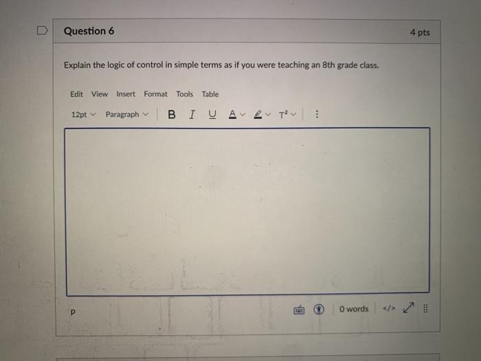 Solved Question 6 4 pts Explain the logic of control in | Chegg.com