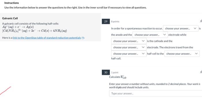 Instructions Use the information below to answer the | Chegg.com