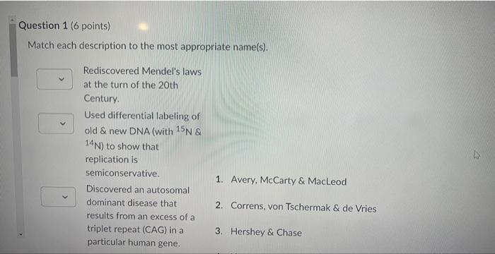 Solved Match each description to the most appropriate | Chegg.com