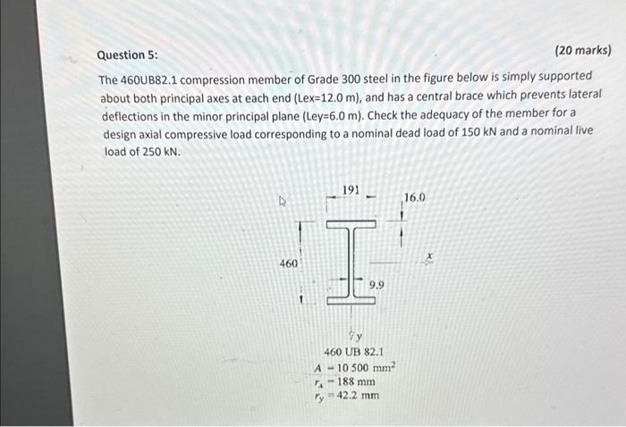 Solved The 460UB82.1 compression member of Grade 300 steel | Chegg.com