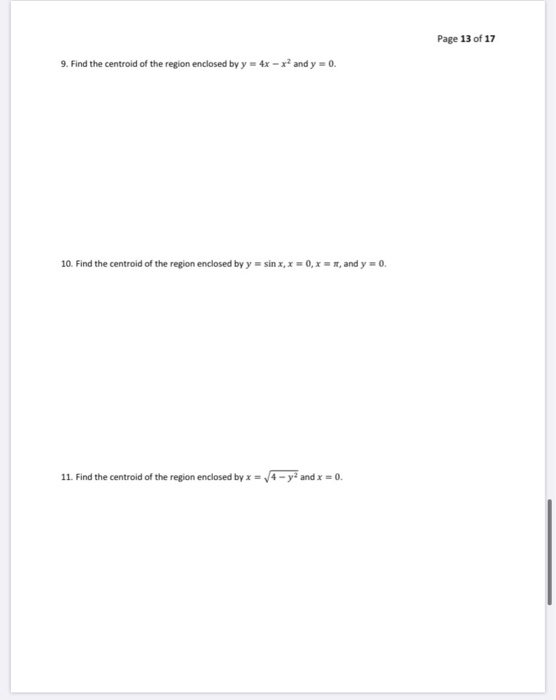 Solved 9. Find the centroid of the region enclosed by 𝑦 = | Chegg.com