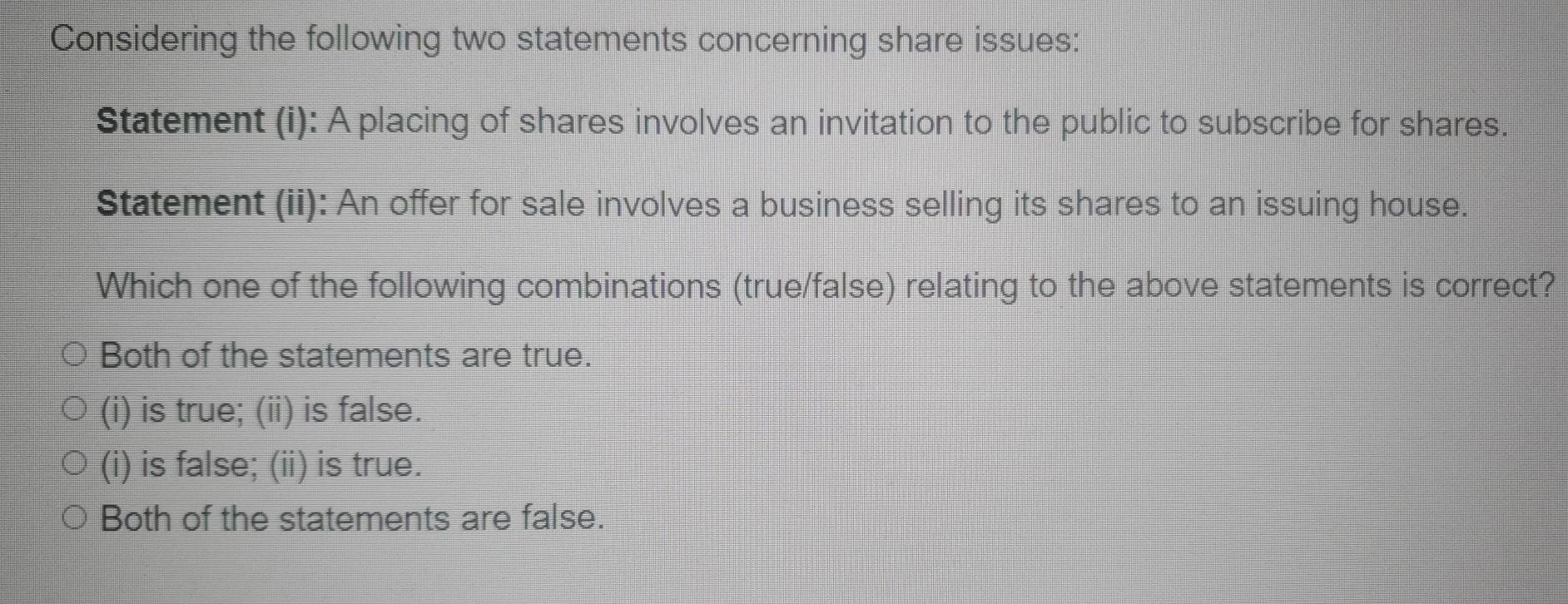 Solved Considering the following two statements concerning | Chegg.com