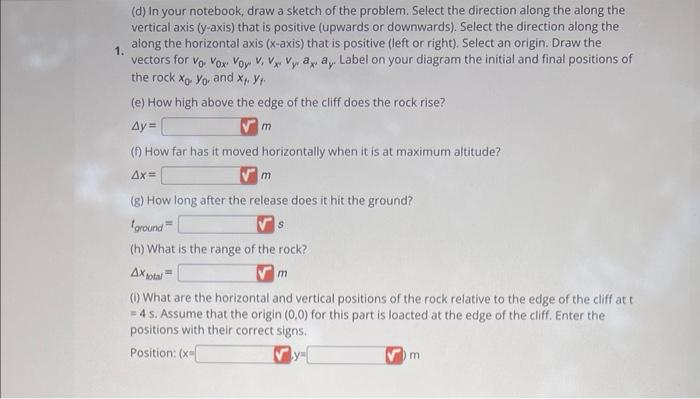Solved A rock is thrown off a cliff at an angle of 63 with | Chegg.com