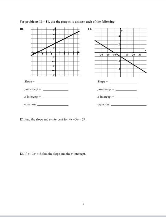 Solved For problems 10-11, use the graphs to answer each of | Chegg.com