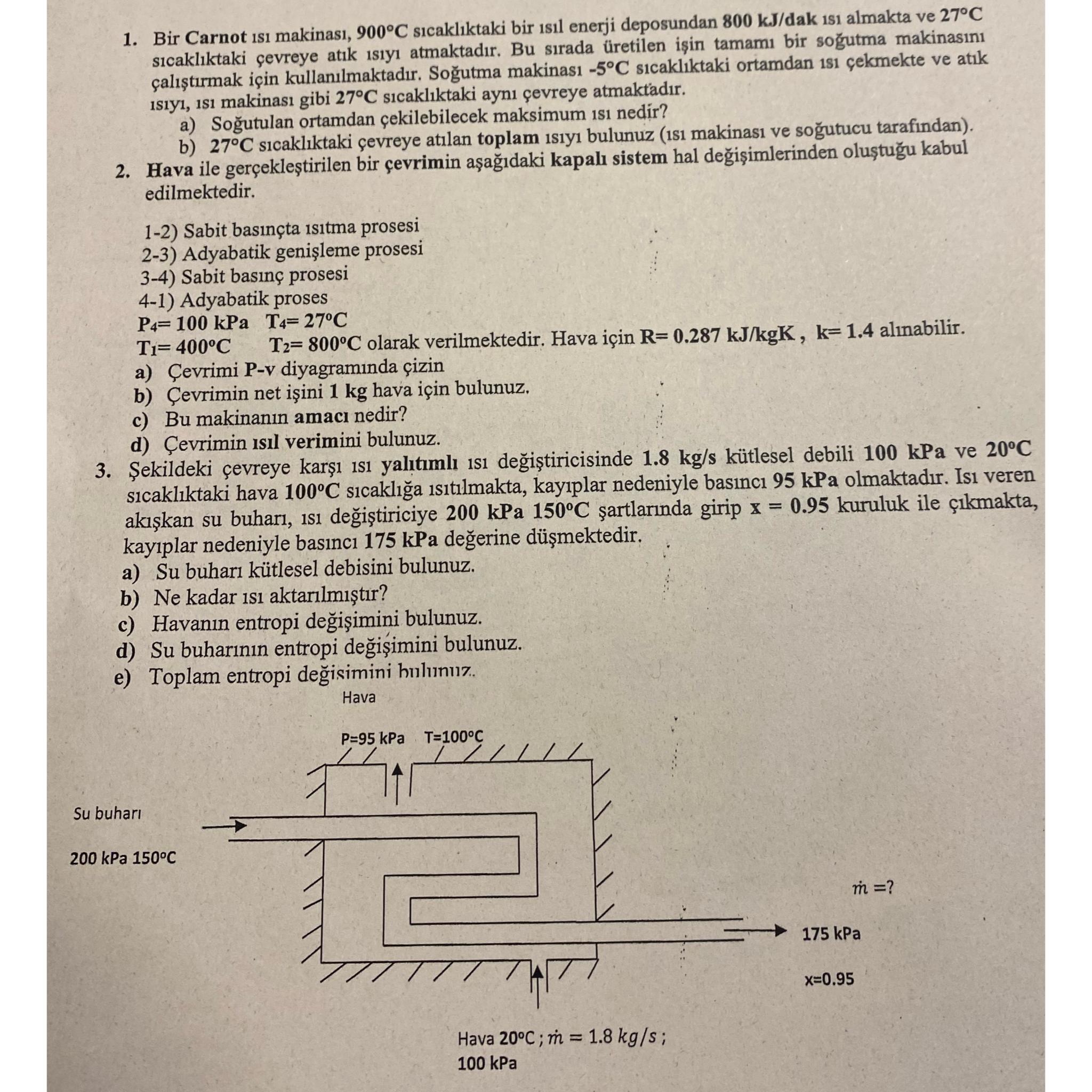 Solved Bir Carnot Isı ﻿makinası, 900°C ﻿sicaklıktaki Bir | Chegg.com