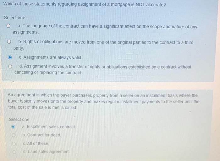 Solved Which of these statements regarding assignment of a | Chegg.com