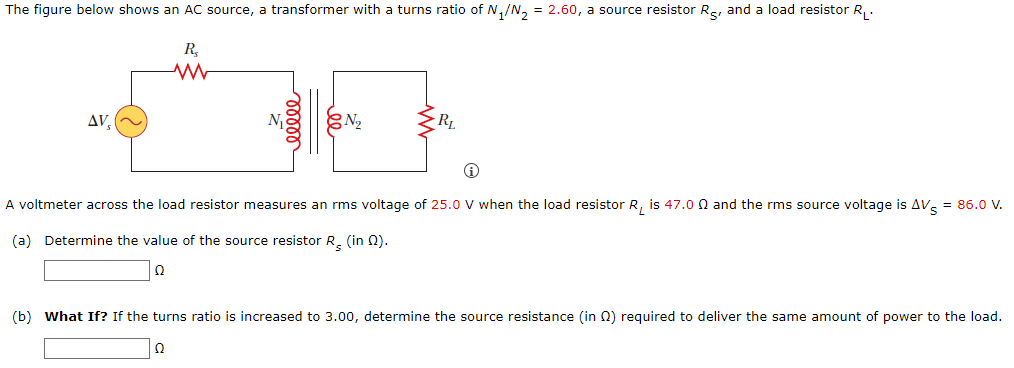 Solved The figure below shows an AC source, a transformer | Chegg.com