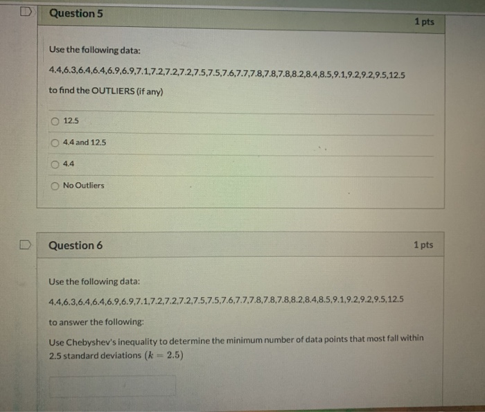 Solved Question 5 1 Pts Use The Following Data: | Chegg.com