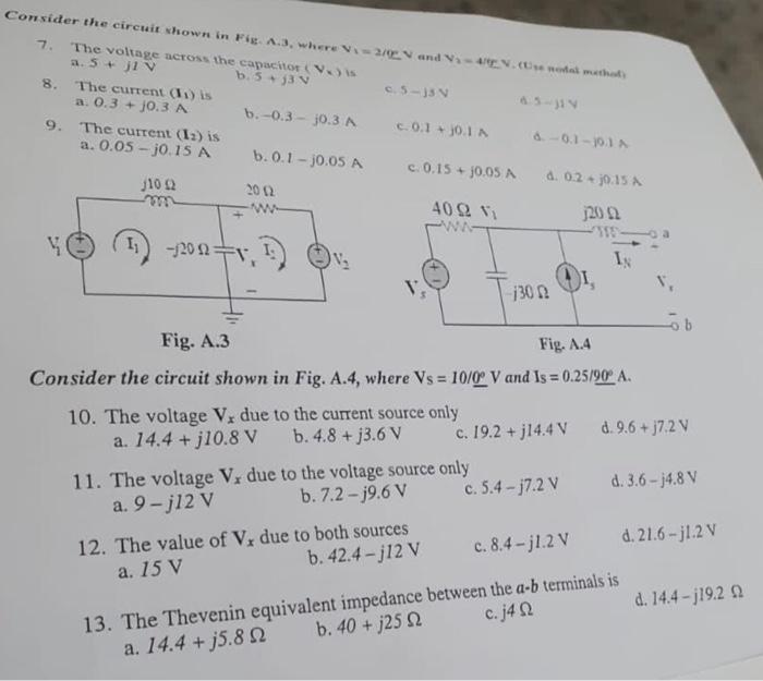 Solved Consider the circuit shown in Fig. A.3, where and at | Chegg.com