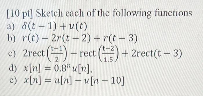 Solved [10 pt] Sketch each of the following functions a) | Chegg.com