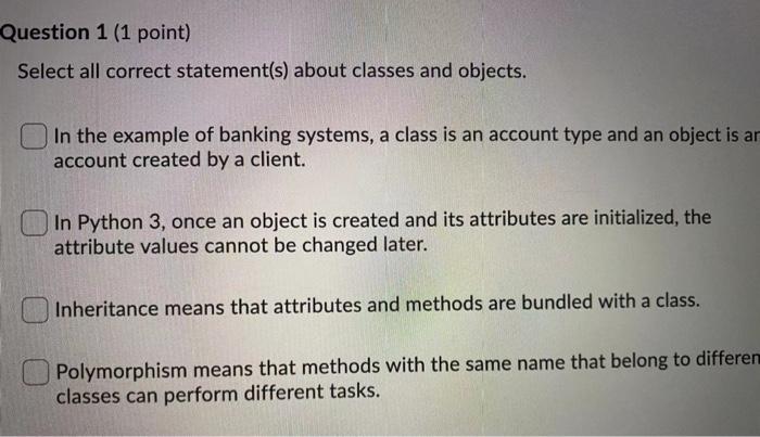 Solved Question 1 (1 point) Select all correct statement(s) | Chegg.com