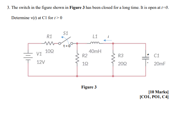 Solved The switch in the figure shown in Figure 3 ﻿has been | Chegg.com