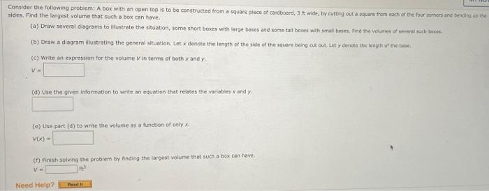 Solved Consider the following problem: A box with an open | Chegg.com