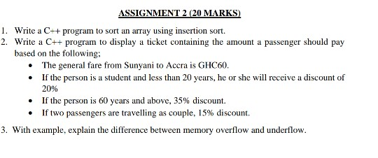 Solved ASSIGNMENT 2 (20 MARKS) 1. Write A C++ Program To | Chegg.com