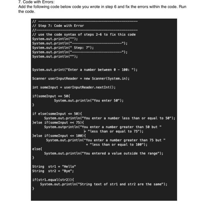 Solved 7. Code with Errors: Add the following code below | Chegg.com