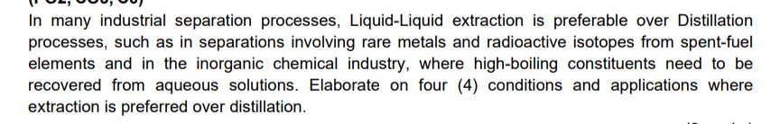 Solved In Many Industrial Separation Processes, | Chegg.com