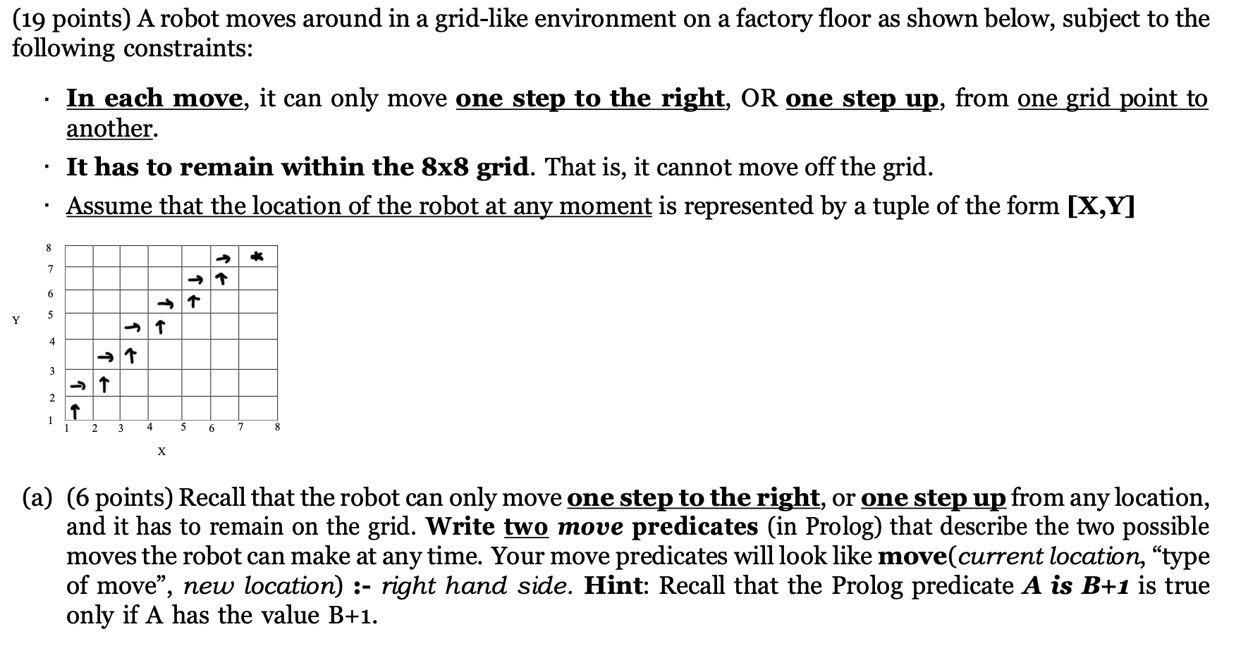 Solved (19 ﻿points) ﻿A robot moves around in a grid-like | Chegg.com