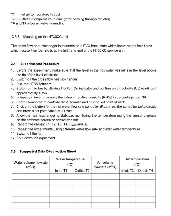 Solved EXPERIMENT 3 Cross Flow Heat Exchanger 3.1 Objectives | Chegg.com