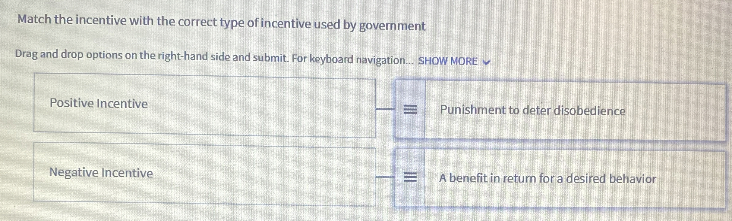Solved Match the incentive with the correct type of | Chegg.com