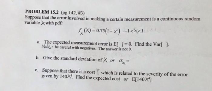 Solved PROBLEM 15.2 (pg 142, #3) Suppose that the error | Chegg.com