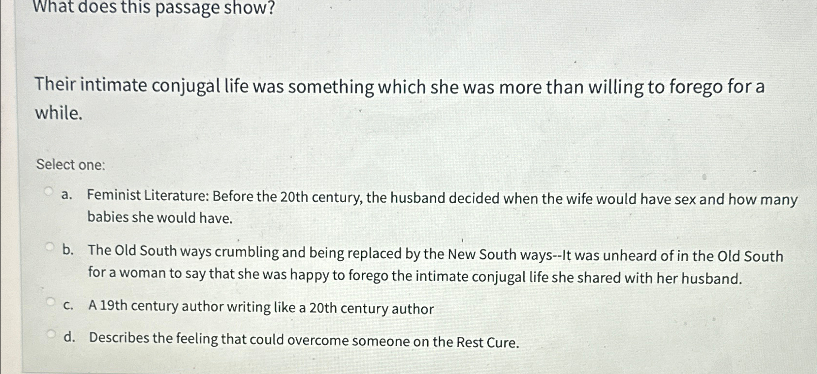 Solved What does this passage show?Their intimate conjugal | Chegg.com