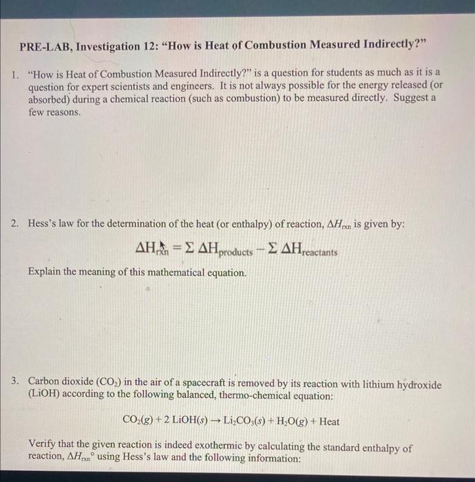 heat of combustion experiment discussion