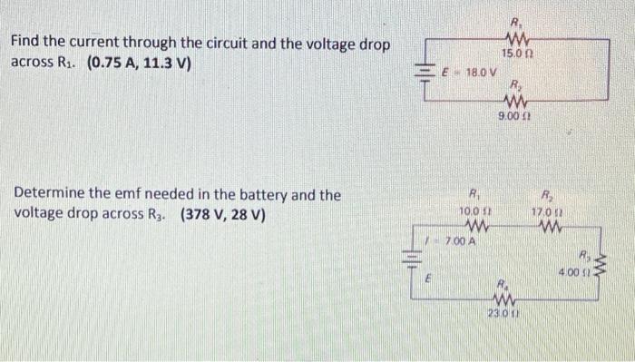 Solved Find the current through the circuit and the voltage | Chegg.com