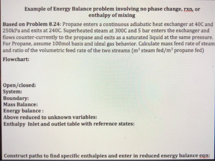 Solved Example of Energy Balance problem involving no phase | Chegg.com