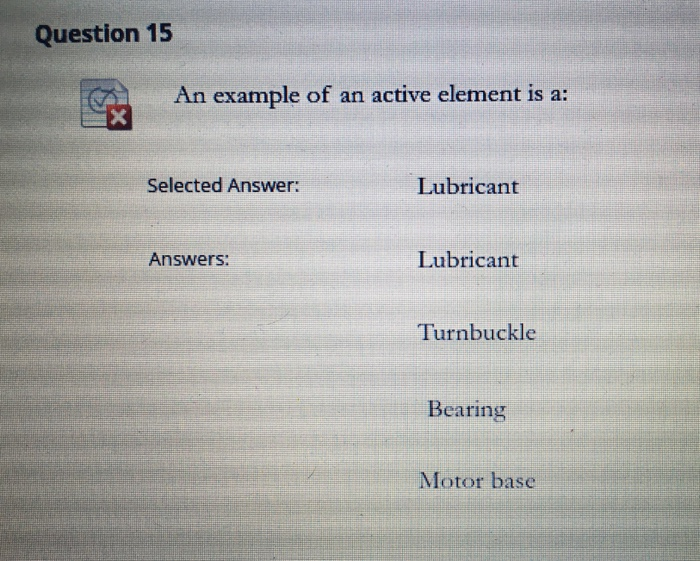 Solved Question 15 An example of an active element is a