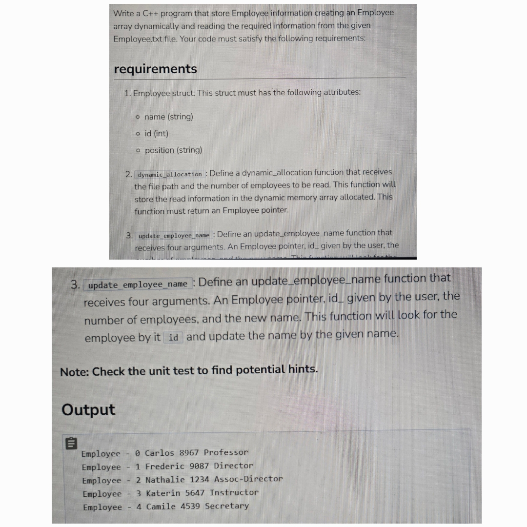 Solved Write a C++ ﻿program that store Employee information | Chegg.com