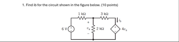 Solved Find ib for the circuit shown in the figure below. | Chegg.com
