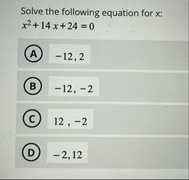 Solved Solve the following equation for x : | Chegg.com