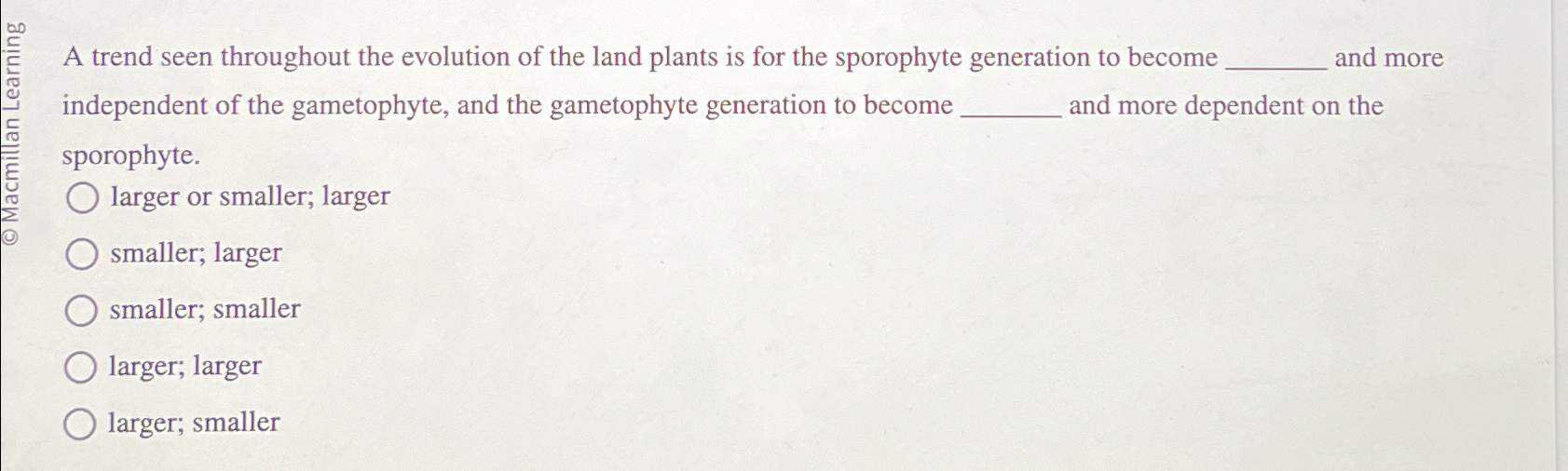 Solved A trend seen throughout the evolution of the land | Chegg.com
