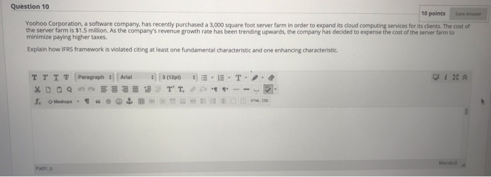 Solved Question 10 10 points Save Answer Yoohoo Corporation, | Chegg.com