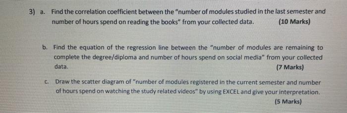 Solved 3) a. Find the correlation coefficient between the | Chegg.com