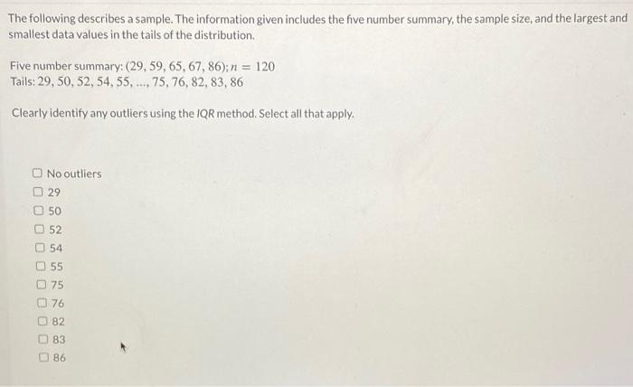 Solved The following describes a sample. The information | Chegg.com