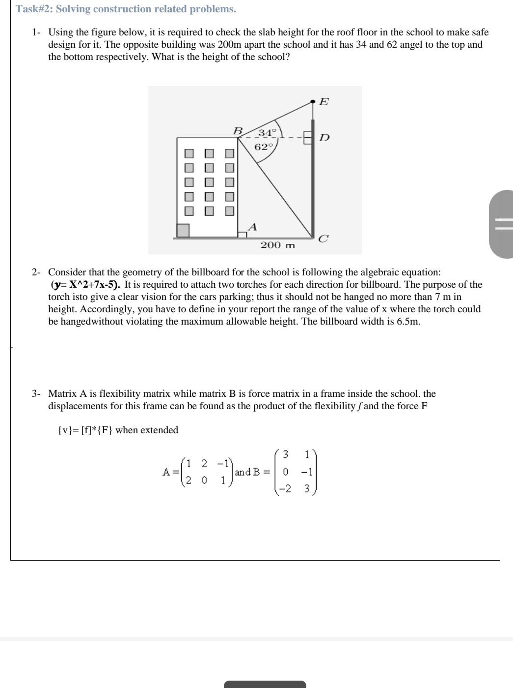 Solved Task\#2: Solving Construction Related Problems. 1- | Chegg.com