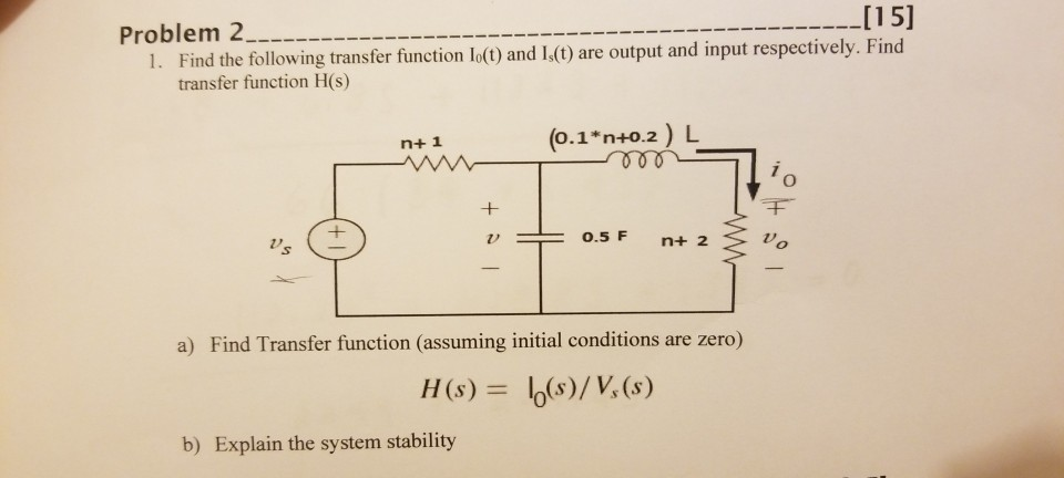Solved Problem 2 --[15] 1. Find the following transfer | Chegg.com