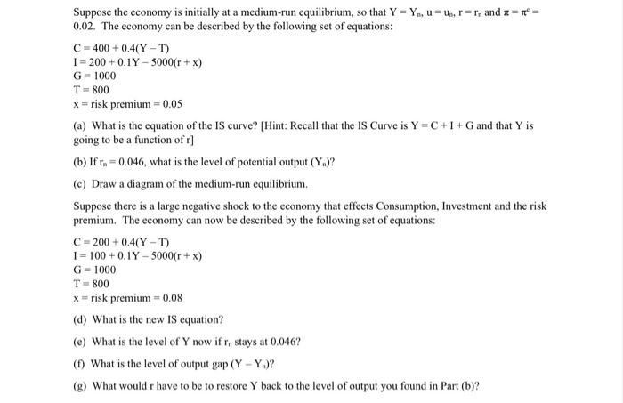 Solved Suppose The Economy Is Initially At A Medium Run E Chegg Com