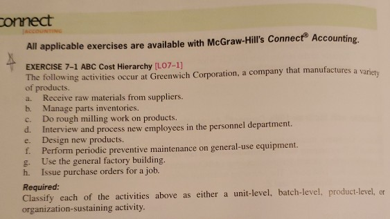 Solved connect All applicable exercises are available with | Chegg.com