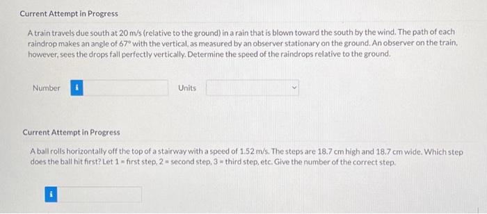 Solved Current Attempt in Progress A train travels due south | Chegg.com