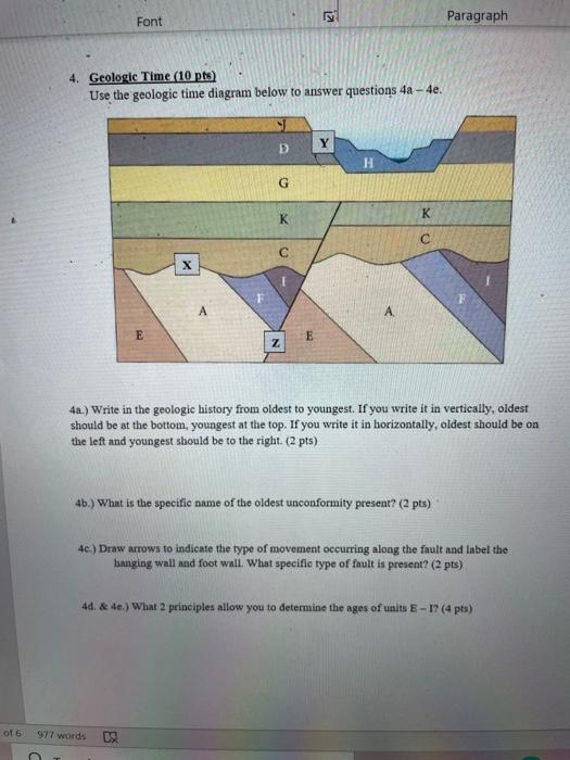 Solved 4. Geologic Time (10 Pte) Use The Geologic Time | Chegg.com