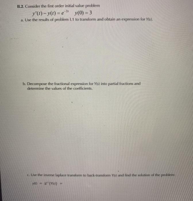 Solved II.2. Consider the first order initial value problem | Chegg.com